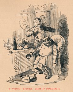 Un ejemplo espantoso. Muerte de Hardicanute, c1860 de John Leech
