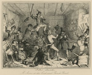 Una escena en el Cock and Punch Bowl de John Leech
