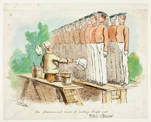 Un modo económico de poner a las tropas en pantalones blancos de John Leech