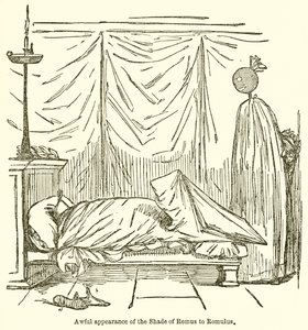 Aterradora aparición de la sombra de Remo a Rómulo de John Leech