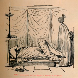 Aterradora aparición de la Sombra de Remo a Rómulo, 1852 de John Leech