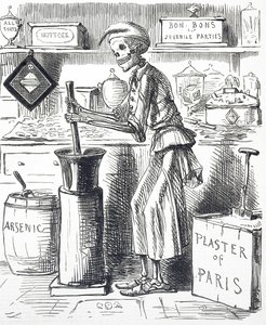 Viñeta titulada "Envenenamiento por adulteración de alimentos". de John Leech