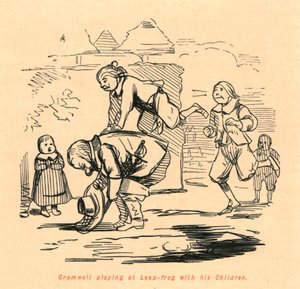 Cromwell jugando a la rana con sus hijos, 1897 de John Leech
