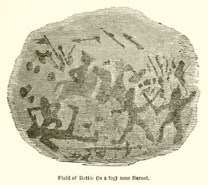 Campo de batalla (en una niebla) cerca de Barnet