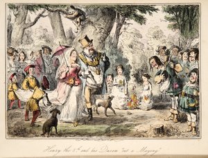 Enrique VIII y su reina en una fiesta de mayo, de The Comic History of England, pub. 1864