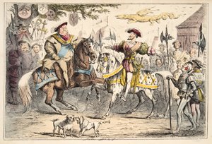 Enrique VIII encontrándose con Francisco I, de The Comic History of England, pub. 1864