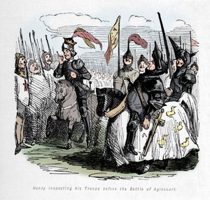 Enrique inspeccionando sus tropas antes de la batalla de Agincourt, c1860