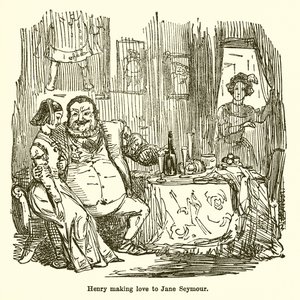 Enrique cortejando a Jane Seymour de John Leech