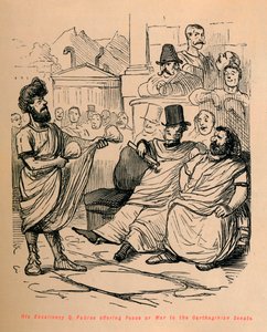 Su Excelencia Q Fabius ofreciendo Paz o Guerra al Senado Cartaginés, 1852 de John Leech