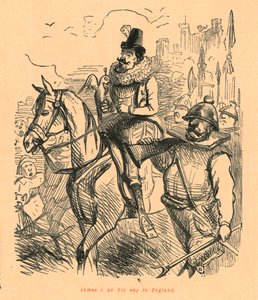 James I en su camino a Inglaterra, 1897 de John Leech