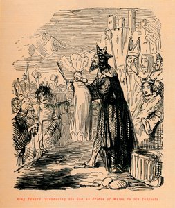 El rey Eduardo presentando a su hijo como Príncipe de Gales a sus súbditos, c. 1860 de John Leech