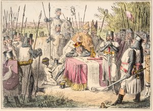 El rey Juan firmando la Carta Magna, de The Comic History of England, pub. 1864 de John Leech