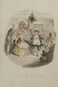 El baile de Mr. Fezziwig, ilustración de Un cuento de Navidad por Charles Dickens, pub. 1843