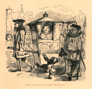 La reina Ana yendo a abrir el Parlamento, 1897 de John Leech