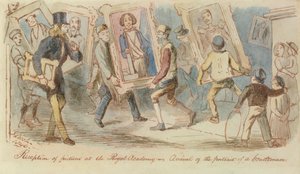 Recepción de cuadros en la Real Academia - Llegada del Retrato de un Caballero de John Leech