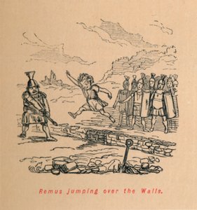 Rómulo saltando sobre los muros, 1852 de John Leech