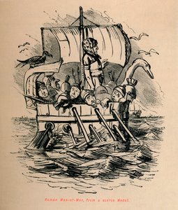 Buque de guerra romano, de una medalla rara, 1852 de John Leech