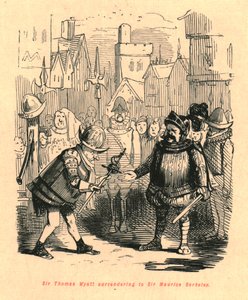 Sir Thomas Wyatt rindiéndose a Sir Maurice Berkeley, 1897 de John Leech