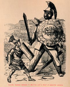 Terrible combate entre T Manlius y un galo de estatura gigantesca de John Leech