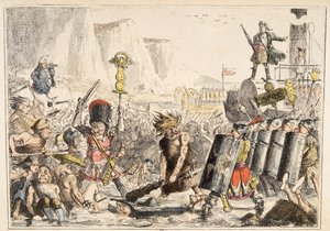 El desembarco de Julio César, de The Comic History of England, pub. 1864 de John Leech