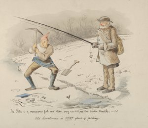 El lucio es un pez voraz y muerde fácilmente en los meses de invierno - Caballero mayor..., 1830-64 de John Leech