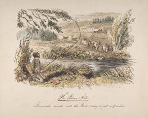 El río, viento favorable y la trucha subiendo lo más rápido posible, 1830-64 de John Leech
