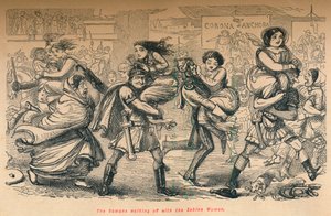 Los romanos llevándose a las mujeres sabinas, 1852 de John Leech