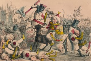 Terrible combate entre Ricardo Corazón de León y Saladino de John Leech and Gilbert Abbott A Beckett