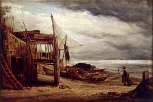 Una escena costera de John Linnell