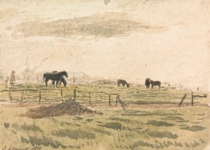 Caballos en un prado de John Linnell
