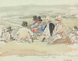 Segadores en el campo en Porchester Terrace, Bayswater, 9 de junio de 1830 de John Linnell