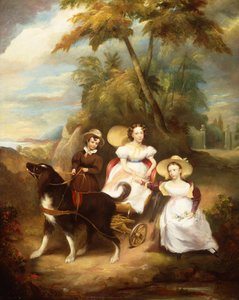 Un retrato grupal de tres niñas. de John Livingstone