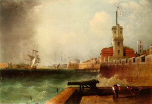 Marea alta bajo la batería, puerto de Portsmouth, 1846, 1942