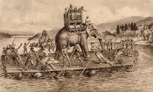 Aníbal cruzando el río Ródano (litografía)