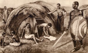 Familia nativa en Kenia (litografía)