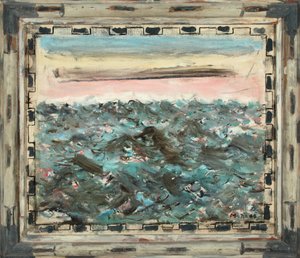 Mar, rojo claro y azul cerúleo 1948 (Óleo sobre lienzo) de John Marin