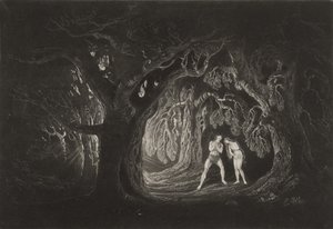 Adán oyendo la voz del Todopoderoso, c.1827 (mezzotinta) de John Martin