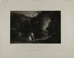 Adán y Eva escuchando el juicio del Todopoderoso, de Ilustraciones de la Biblia de John Martin