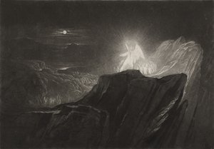 Los ángeles guardando el paraíso por la noche, c.1827 (mezzotinta) de John Martin