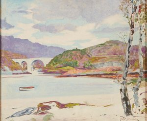 Puente sobre el río (óleo sobre tabla)