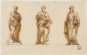 Tres Estudios para la Estatua de John Locke de John Michael Rysbrack