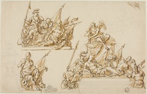 Diseños no ejecutados para el monumento al primer duque de Marlborough de John Michael Rysbrack