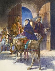 El cuento del posadero: María y José llegan a Belén (gouache sobre papel) de John Millar Watt