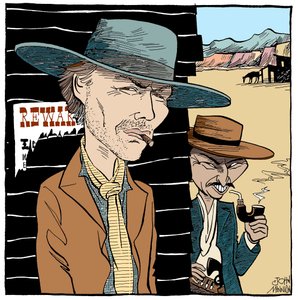 Clint Eastwood y Lee Van Cleef, caricatura de John Minnion de John Minnion