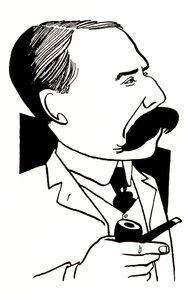 Edward Elgar - caricatura sosteniendo una pipa de John Minnion