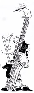 Saxofón y flauta (dibujo) de John Minnion