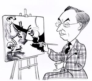 Vassily ( Wassily ) Kandinsky, caricatura con caballete de John Minnion