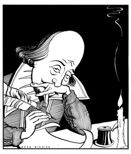William Shakespeare escribiendo una obra de John Minnion de John Minnion