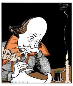 William Shakespeare escribiendo una obra de John Minnion de John Minnion