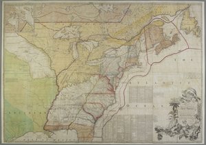Un mapa de las colonias británicas en los Estados Unidos